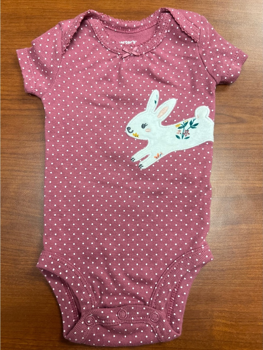 Carter's Mauve Pink Polka Dot Bunny Bodysuit